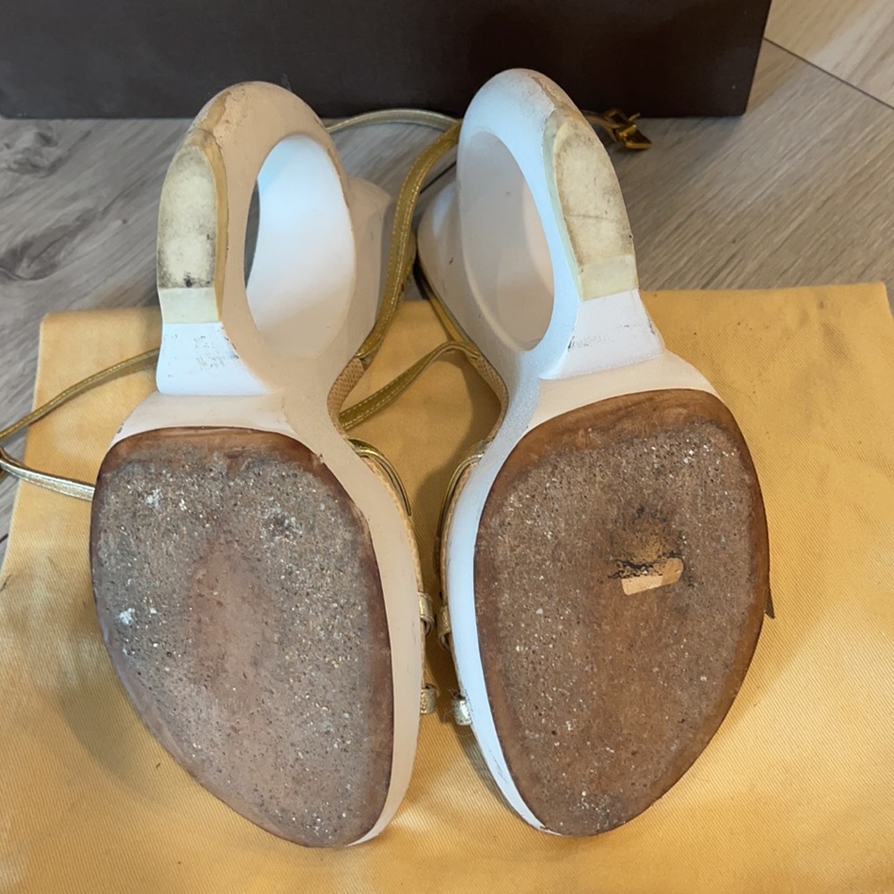 Louie Vuitton LV gold white Morganne wedges - Picture 8 of 12